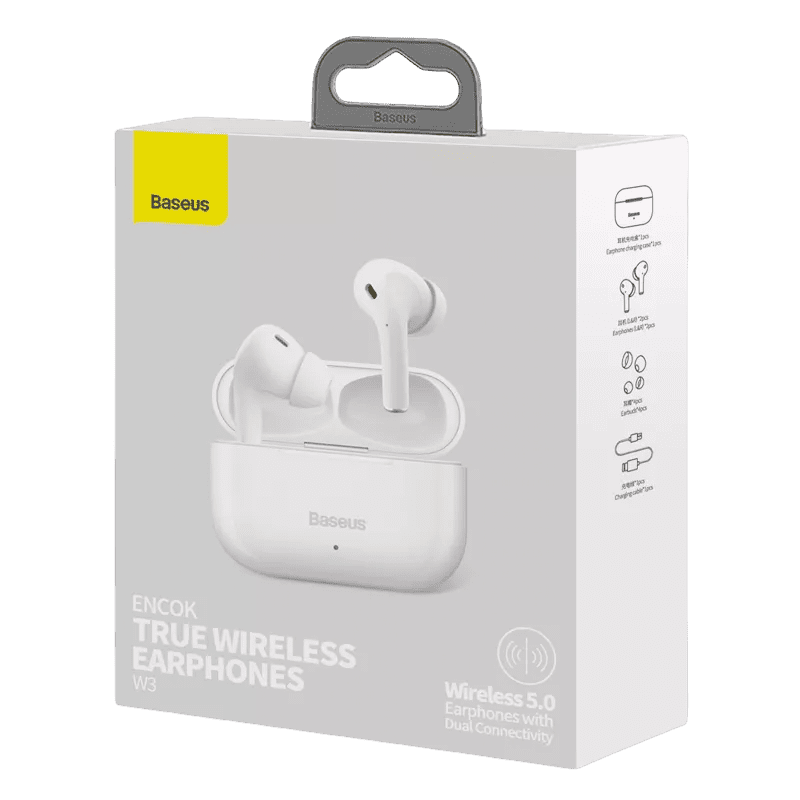 Ecouteur bluetooth BASEUS Encok W3 RÃ©duction de bruit TWS blanc-3