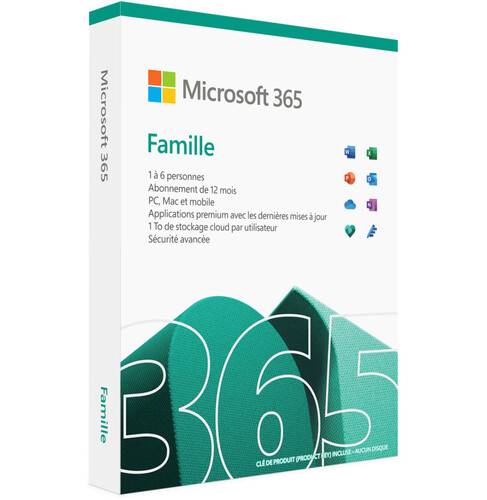 Microsoft 365 Famille FranÃ§ais - abonnement 12 mois pour 6 personnes (PC, Mac, iOS et Android) (6GQ-01574)-1