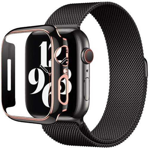 hyphen apple watch frame protector 41mm black and rose gold haw fp41bkrg7347 1
