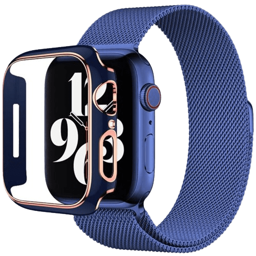 hyphen apple watch frame protector 41mm blue and rose gold haw fp41blrg7729 1