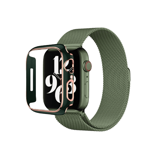 hyphen apple watch frame protector 45mm green and rose gold haw fp45grg7774 1