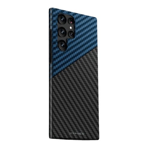 hyphen dual color carbon fiber case samsung s23 ultra black and blue hpc cs23ubbl7323 1