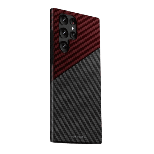 hyphen dual color carbon fiber case samsung s23 ultra black and red hpc cs23ubrd7330 1